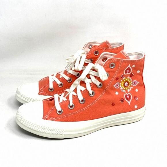 Converse Ctas High Top Shoes For Women Orange A02203F Canvas Casual Sneakers - Picture 8 of 11